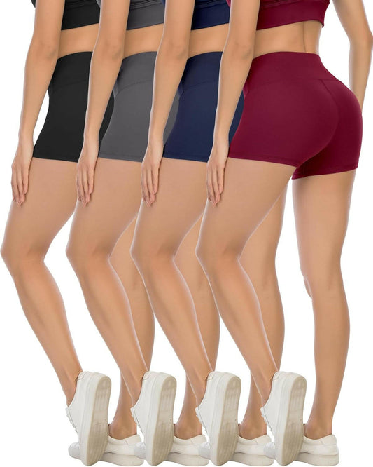 High Waisted Spandex Biker Shorts, Workout Booty Soft Yoga Shorts for Women.