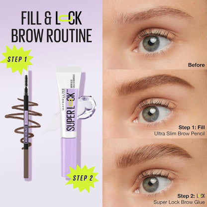 Express Brow Ultra Slim Eyebrow Makeup, Brow Pencil with Precision Tip and Spoolie for Defined Eyebrows, Soft Brown, 1 Count.