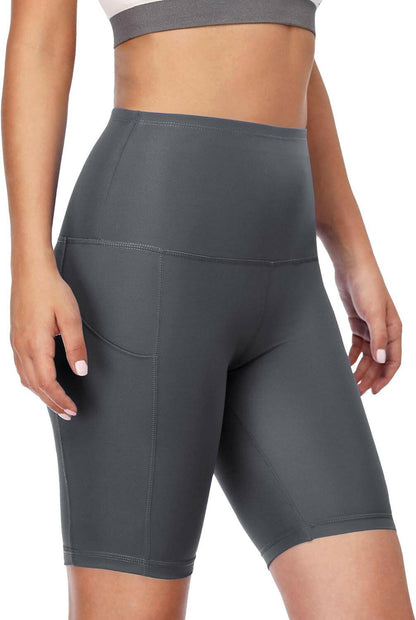 Women'S High Waist Spandex Yoga Shorts for Bike Running Two Side Pockets.