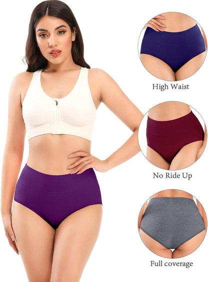 Women'S Underwear Cotton High Waist Briefs Full Coverage Soft Breathable Ladies Pantie.