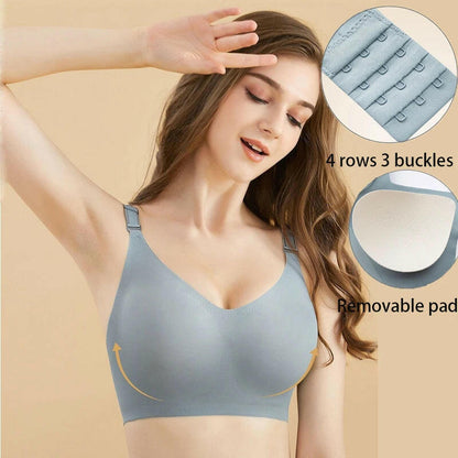 Women'S Seamless Bras Ladies Thin Style Jelly Color Soft Breastfeeding Bra Wireless Underwear Comfortable Lingerie Deep V Gather.