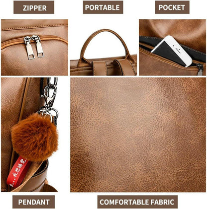 Women Backpack Purse PU Leather Anti-Theft Casual Shoulder Bag Fashion Ladies Satchel Bags.