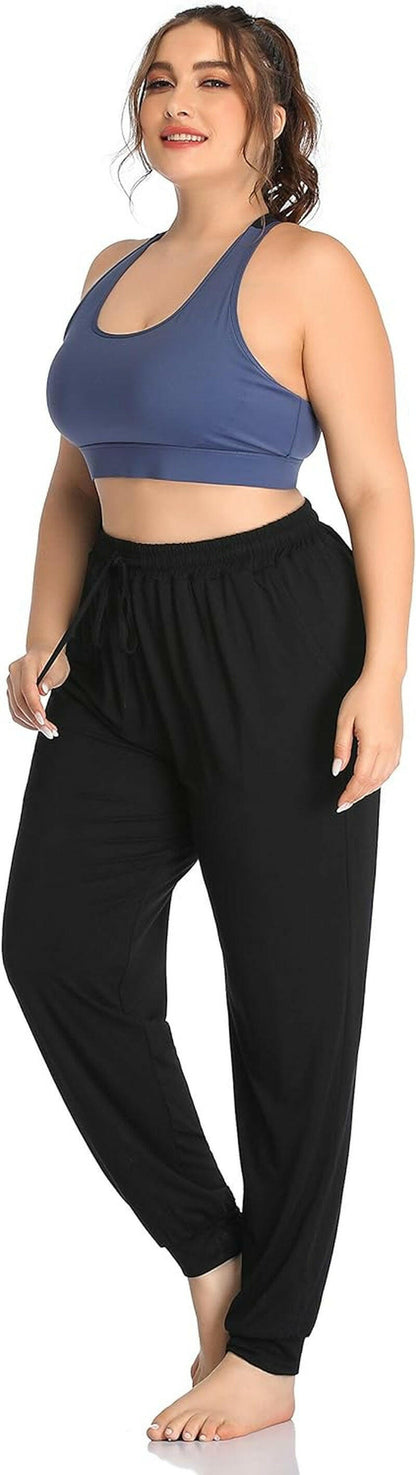 Women'S plus Size Casual Lounge Yoga Pants Comfy Relaxed Joggers Pants Drawstring with Pockets.